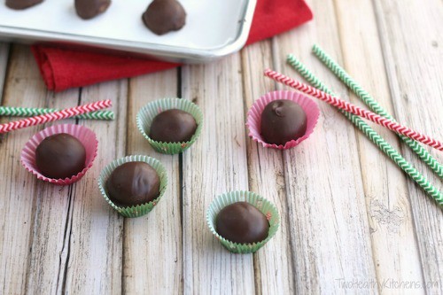 Chocolate Covered Peanut Butter Balls aka Buckeyes from Two Healthy Kitchens