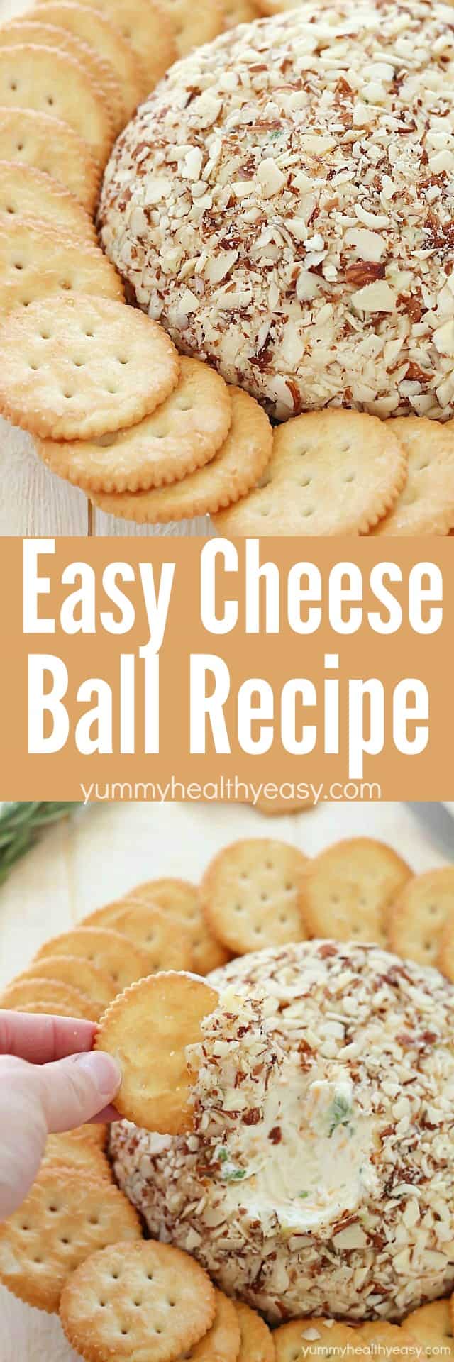 Get ready to be the star of the party when you show up with this super easy cheese ball! It's sure to impress any guests! It's creamy, tangy, irresistible and won't take more than a few minutes to whip up.