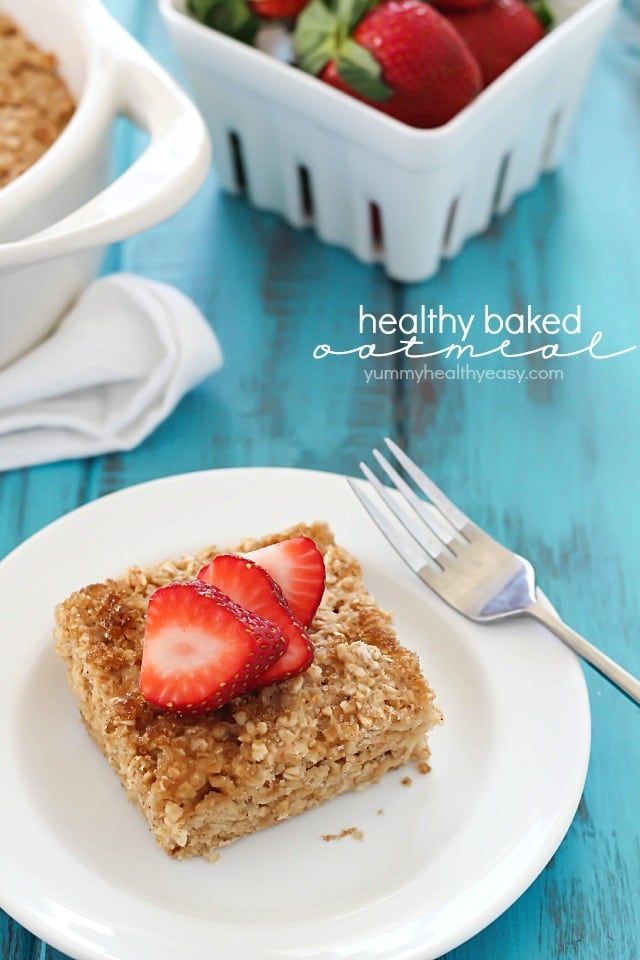 Change up your breakfast and try this Healthy Baked Oatmeal! Flourless, butterless, and full of yummy, healthy ingredients!