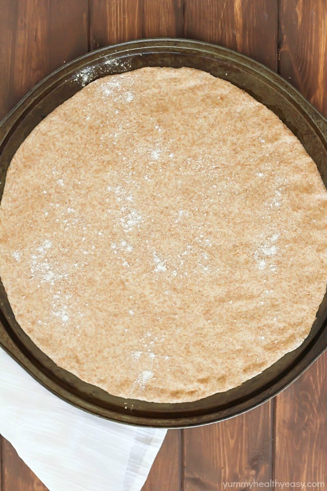 Crazy easy Whole Wheat Pizza Dough - no rising needed! Quick, healthy and delicious crust for your favorite pizza!