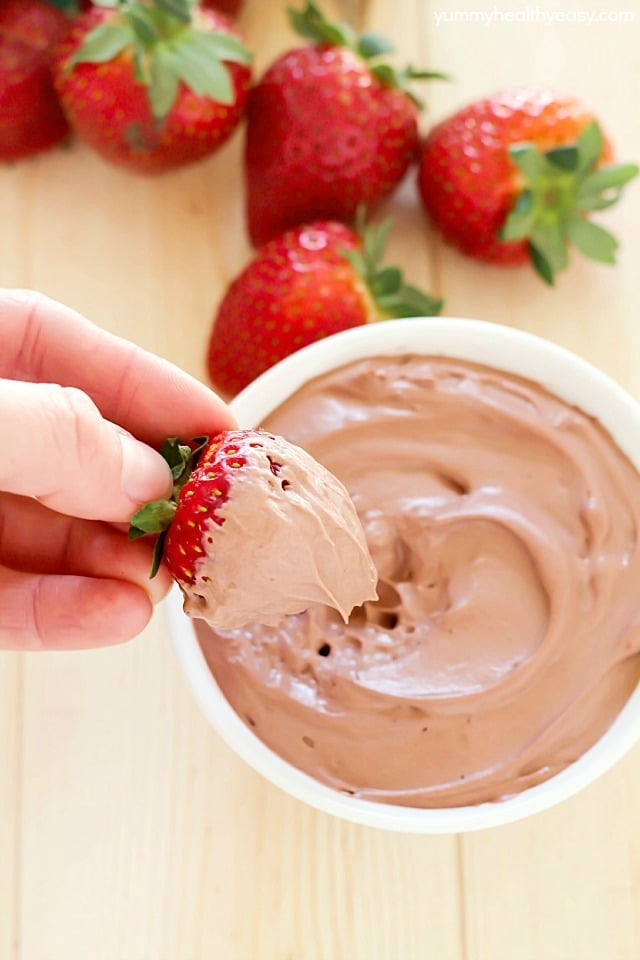Delicious Chocolate Yogurt Dip for dipping your favorite fruit in! Creamy, light and easy to make. #AussieStyle #ad
