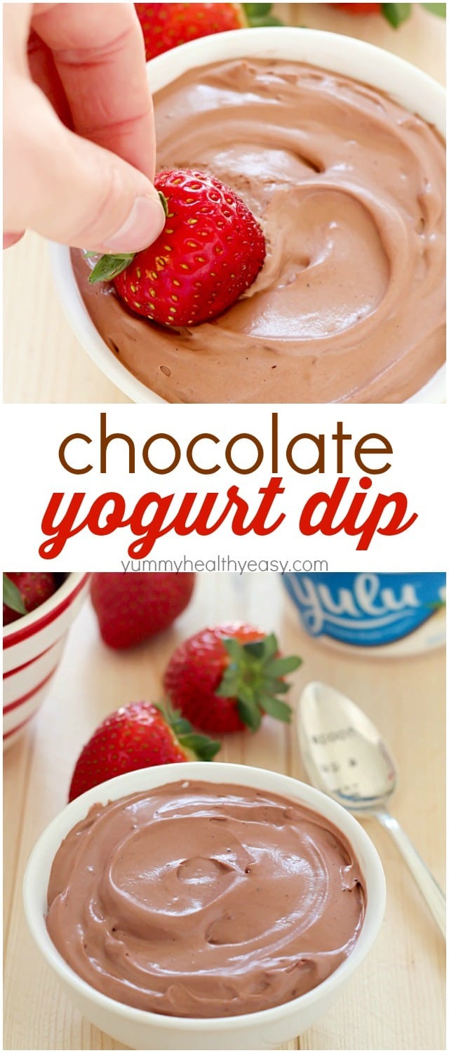 Delicious Chocolate Yogurt Dip for dipping your favorite fruit in! Creamy, light and easy to make. #AussieStyle #ad