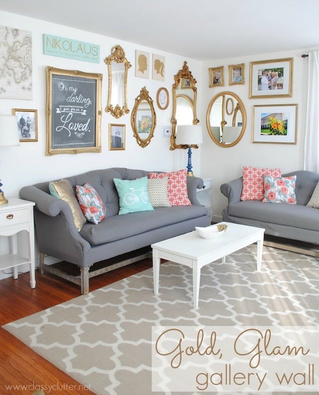 Gold Glam Gallery Wall from ClassyClutter.net