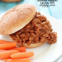 Crock Pot Sloppy Joes with veggies hidden inside! Your kids (or husband!) will never know there are vegetables sneaked in there!