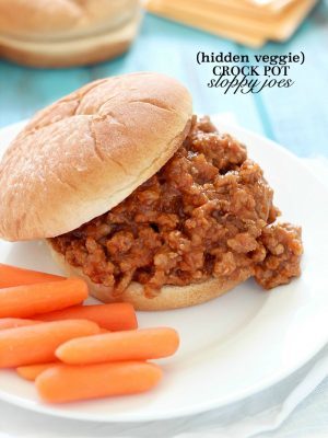 Crock Pot Sloppy Joes with veggies hidden inside! Your kids (or husband!) will never know there are vegetables sneaked in there!
