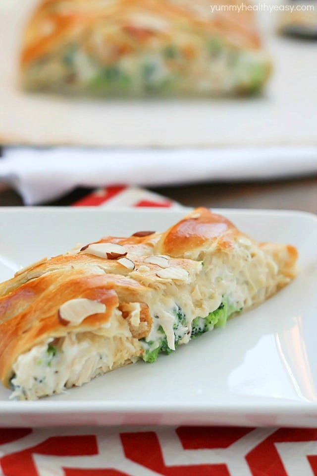 Broccoli Chicken Braid - crescent dough filled with a delicious mixture of chicken, broccoli, mayo and spices, all braided up into a fun braid. An easy dinner idea the whole family will love!