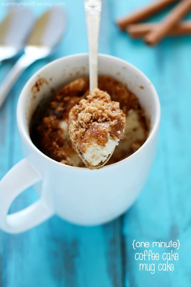 one-minute-coffee-cake-in-a-mug-8This Coffee Cake in a Mug is so easy to make and takes only a minute in the microwave. Quickest breakfast ever, and conveniently in a mug!