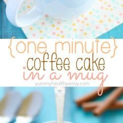 This Coffee Cake in a Mug is so easy to make and takes only a minute in the microwave. Quickest breakfast ever, and conveniently in a mug!