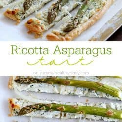 Ricotta Asparagus Tart - a crust of puff pastry, a filling of herbed ricotta, parmesan and romano cheeses, a layer of thinly sliced onions and topped with asparagus. Perfect for spring!!