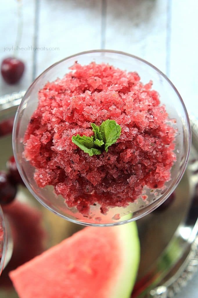 Cherry Watermelon Granita - An easy dessert that is good for you!