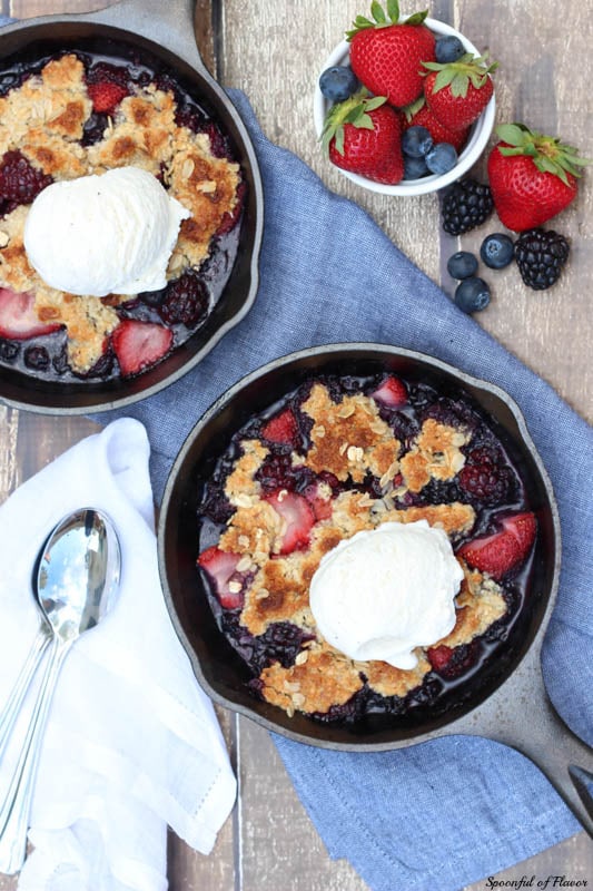 Berry Almond Crisp - This crisp can be made in the skillet and is perfect for an after dinner summer dessert.