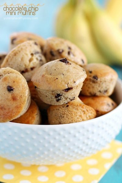 Banana Chocolate Chip Mini Muffins - a great breakfast to start your day or the perfect snack/dessert to satisfy your sweet tooth! (only 4 main ingredients!)