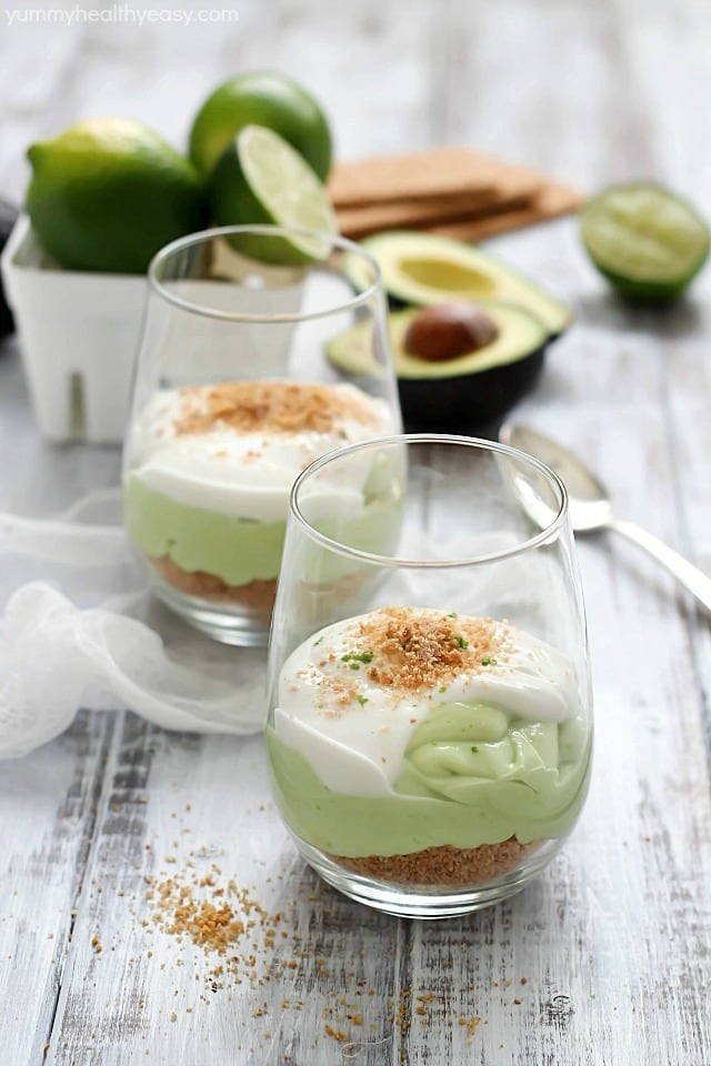 No-bake Avocado Lime Parfaits - A super creamy dessert that is healthy for you.  And delicious too!