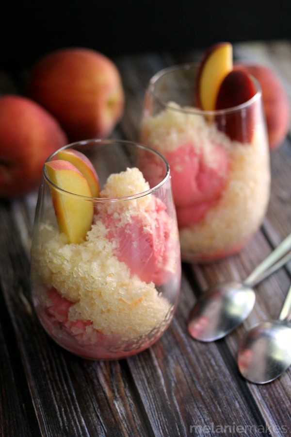 Peach Granita Sundae - A refreshing dessert with a little ice cream on the side.