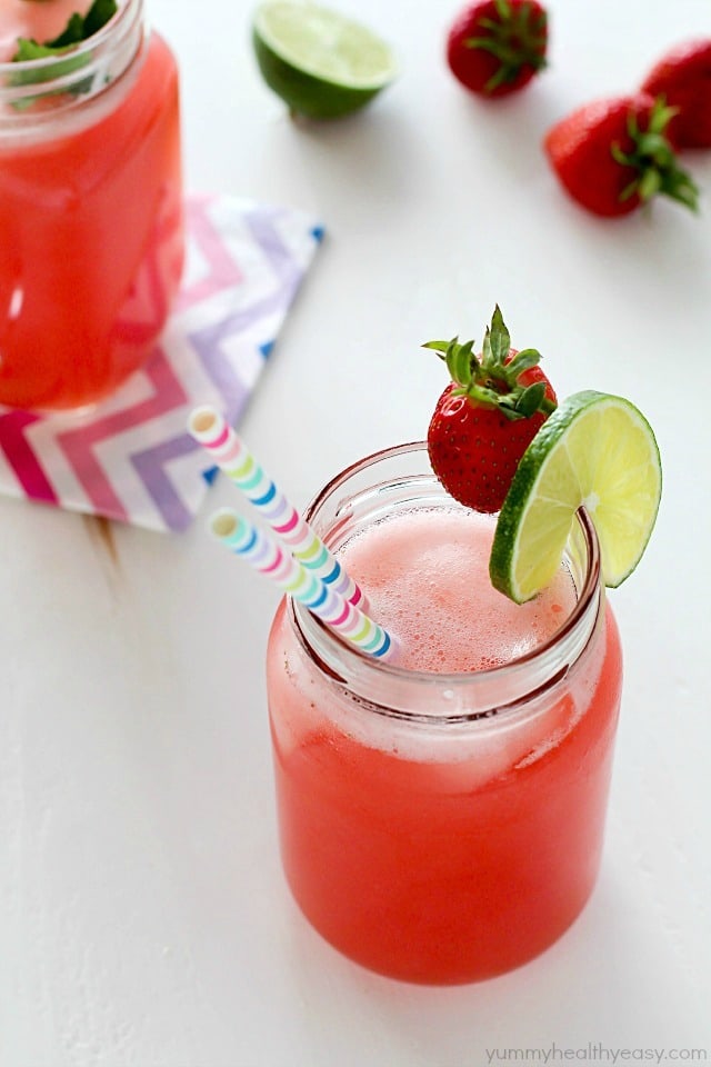 The most amazing Strawberry Agua Fresca recipe and it's as easy as can be! 4 ingredients and so refreshing. 