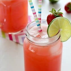 The most amazing Strawberry Agua Fresca recipe and it's as easy as can be! 4 ingredients and so refreshing.