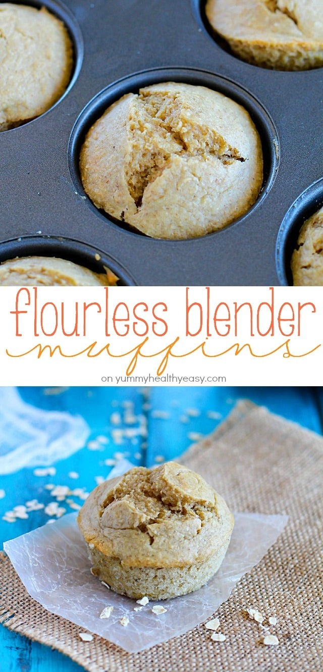 Healthy and easy flourless muffins made using only a blender - no bowls! You will love how moist and flavorful these gluten free muffins are and they're made with NO oil or butter!