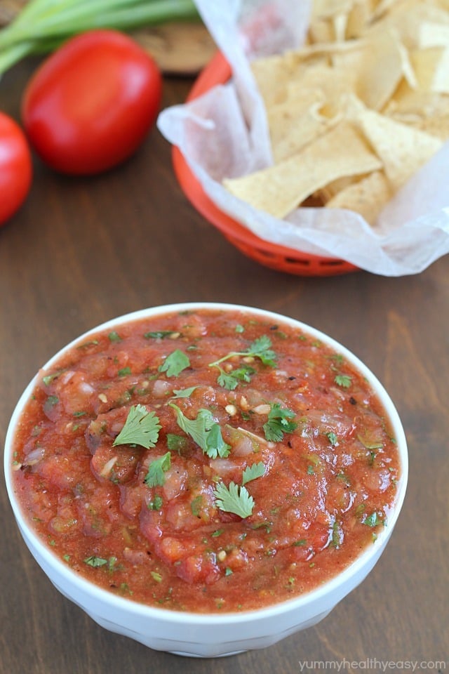 This Roasted Salsa recipe is my family's very favorite salsa recipe! It's incredibly easy and super healthy. Only a few steps to a great-tasting salsa!