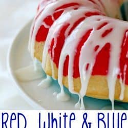 A fun, easy red white & blue cake that you can whip together for a last minute, delicious 4th of July dessert!
