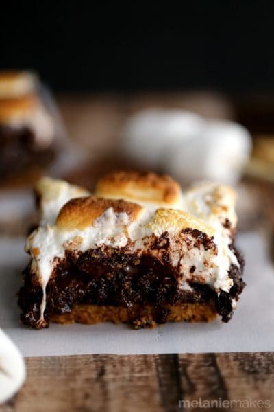 Peanut Butter Cup Stuffed S'mores Brownie by MelanieMakes.com - There is so much goodness in this one dessert, I don't even know where to start!