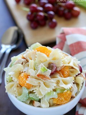 Your next BBQ cries out for this Tropical Chicken Bowtie Pasta Salad! It's easy, with few ingredients and has both sweet and savory elements and textures, making it a great side dish.