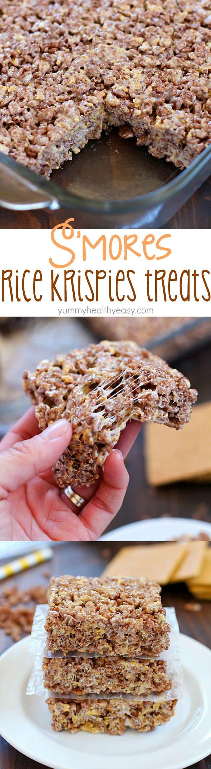 Take those boring rice krispies treats to a whole new level and make them into S'mores Rice Krispies Treats! With marshmallow, graham crackers and Cocoa Krispies, these S'mores Rice Krispies Treats are the BOMB!
