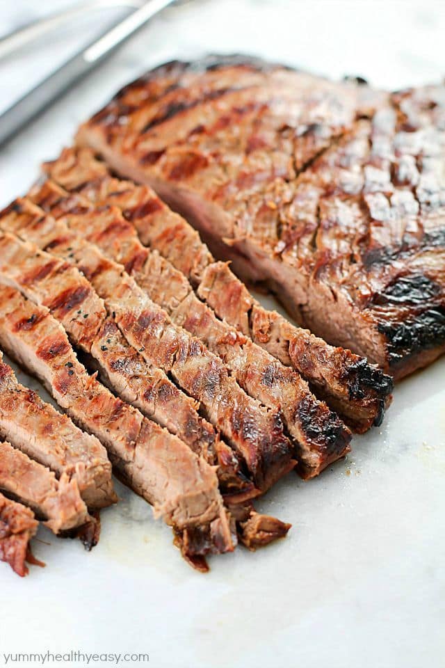 This Asian Marinated Flank Steak has few ingredients but tastes AMAZING!! Super simple and doesn't take long to cook, but is flavorful, juicy and tender. A must-make!
