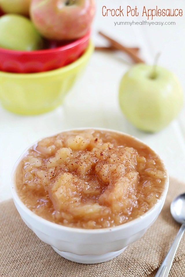 Homemade Crock Pot Applesauce is the perfect way to celebrate fall! This applesauce recipe is so simple and uses up all of those extra apples you have sitting around. Easy, only 5 ingredients, and incredibly tasty!