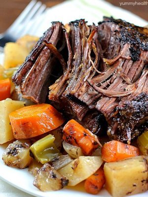 This Crock Pot Roast with Vegetables is a family favorite Sunday dinner. I love everything about this meal. It's an entire dinner in one crock pot. You have your veggies, starch and meat all cooked together - and the meat is SO tender and delicious! This is a must-make!