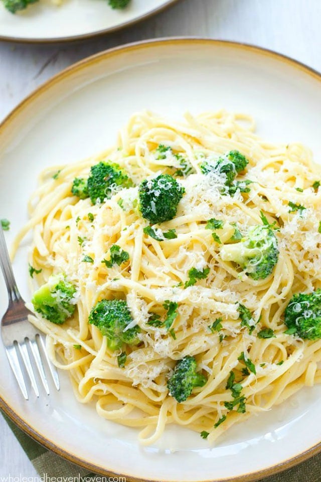 This ultra creamy Broccoli Garlic Fettuccine Alfredo is so comforting, it will blow your mind that it comes together in only 20 minutes! Paired with tender broccoli florets and plenty of Parmesan makes for one impressive dinner!
