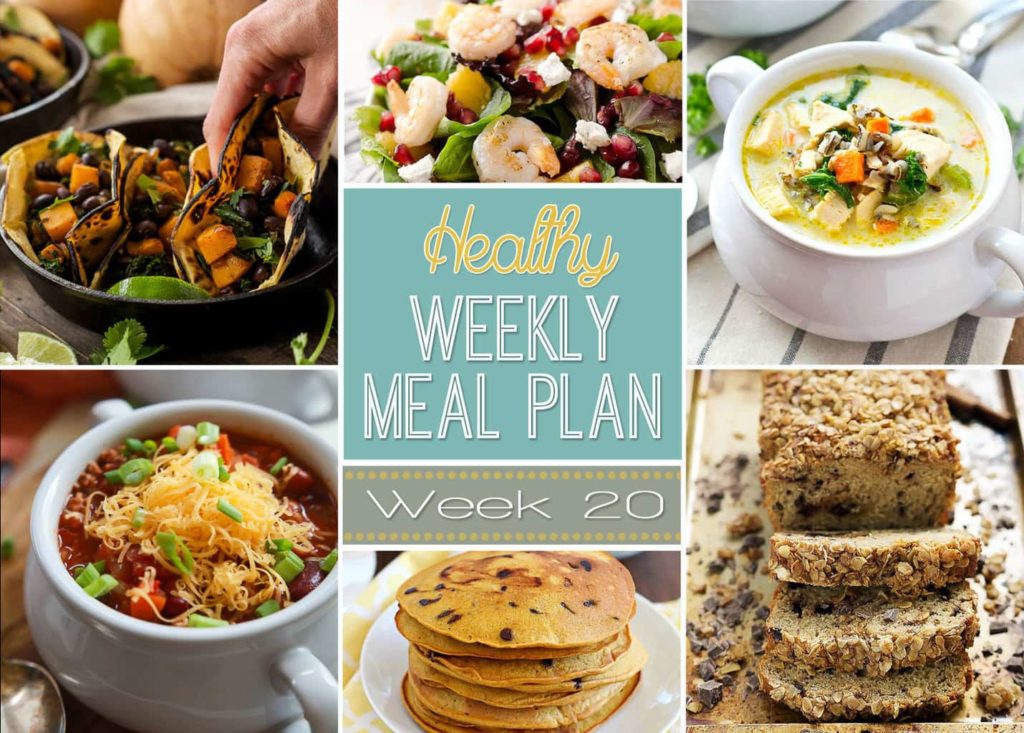 Healthy Weekly Meal Plan #20 is one of the best meal plans yet! It's full of delicious holiday meal ideas, quick dinners, and an easy lunch, snack and dessert recipe too! So many great recipes all in one roundup!