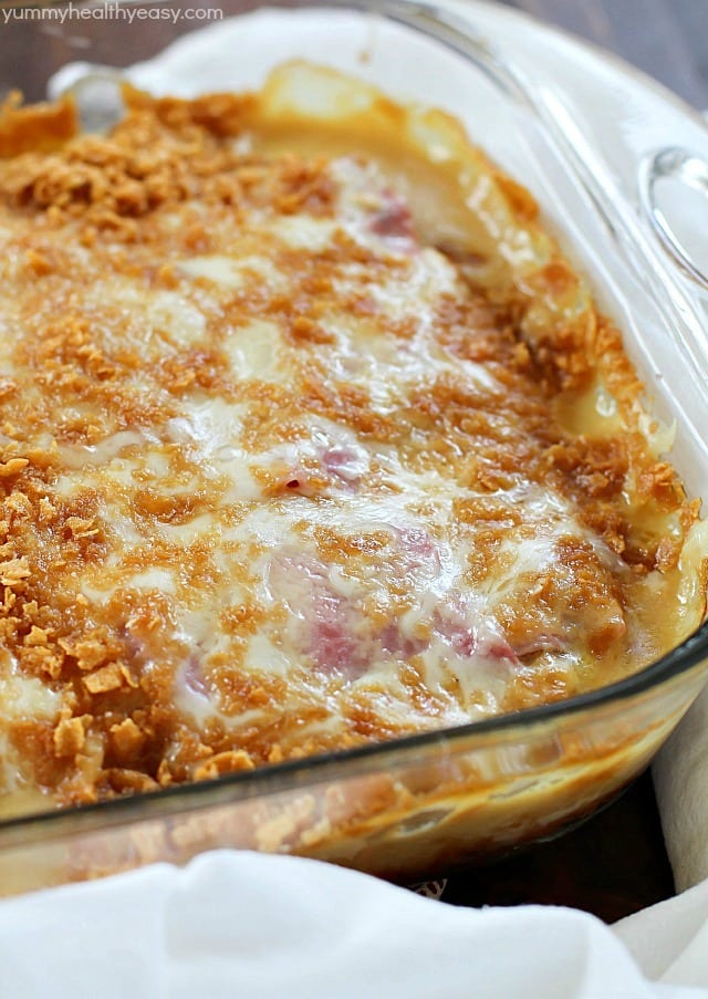 Chicken Cordon Bleu Casserole is an easy dinner recipe, cooked in one pan! Just layer in one dish and bake. So easy and so delicious! A great comfort food dinner for the whole family! AD