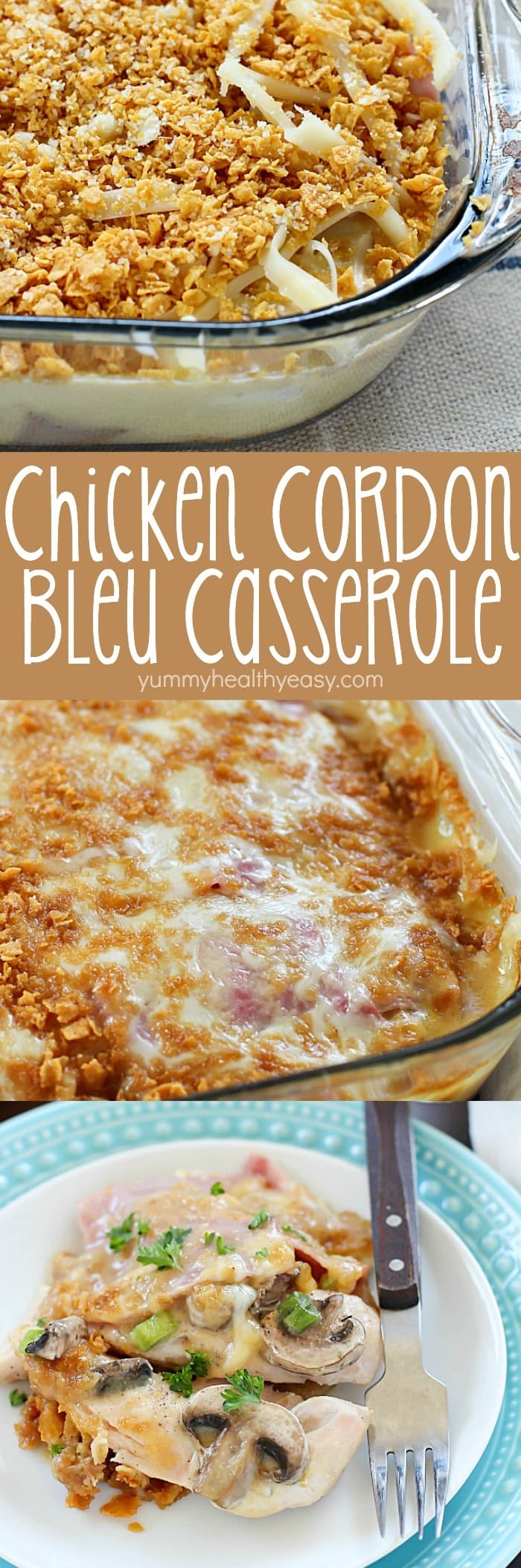 Chicken Cordon Bleu Casserole is an easy dinner recipe, cooked in one pan! Just layer in one casserole dish and bake. So easy and so delicious! A great comfort food dinner for the whole family! AD