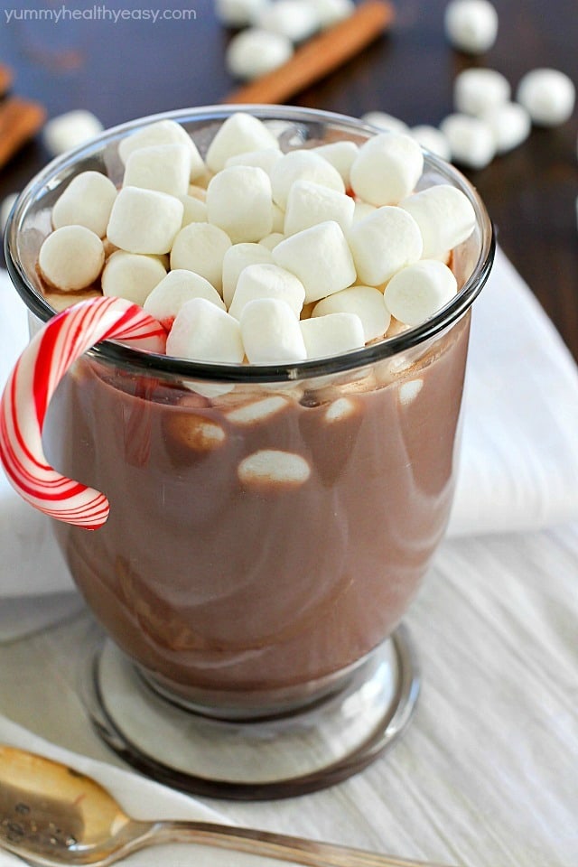 Ever crave a mug of homemade hot chocolate but don't want to make a whole batch? Check out this Hot Chocolate for ONE! Only 4 easy ingredients and ONE minute to a fabulous & fast mug of hot chocolate!