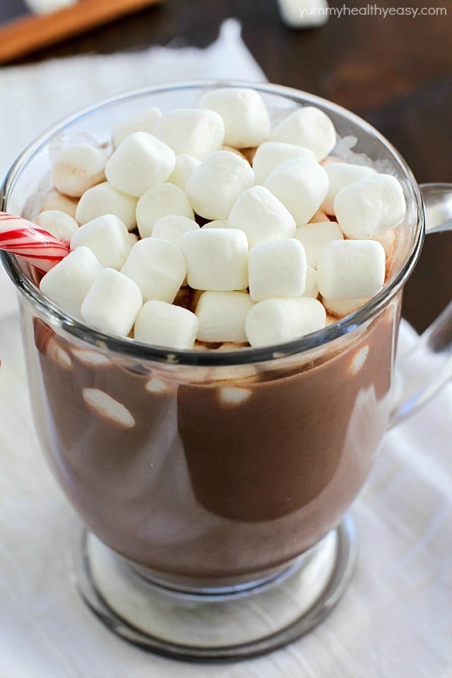 Ever crave a mug of homemade hot chocolate but don't want to make a whole batch? Check out this Hot Chocolate for ONE! Only 4 easy ingredients and ONE minute to a fabulous & fast mug of hot chocolate!