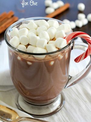 Ever crave a mug of homemade hot chocolate but don't want to make a whole batch? Check out this Hot Chocolate for ONE! Only 4 easy ingredients to a fabulous mug of hot chocolate!