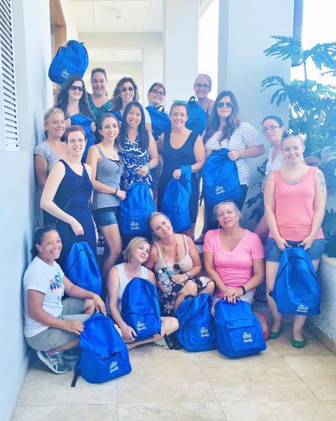 Ready to head to The Seville Preschool to give our filled backpacks to the kids! (Jamaica Retreat - Eat, Love, Sandals)