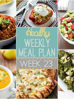 Plan out your meals this week with ease with our Healthy Weekly Meal Plan! Week 23 is filled with healthy main dishes to add to your dinner rotation. Plus a breakfast, lunch, snack and even an amazing dessert, too!