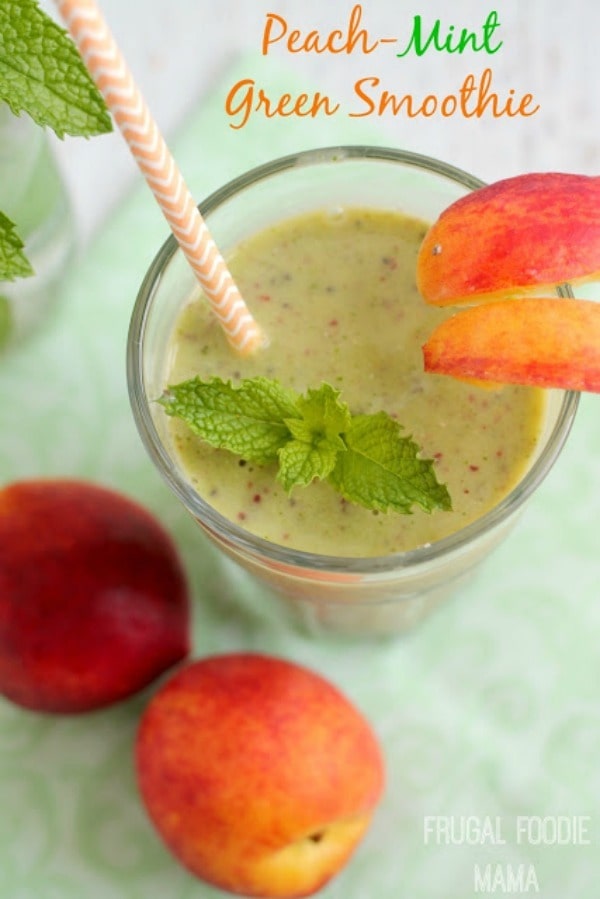 Peach Mint Green Smoothie by Frugal Foodie Mama