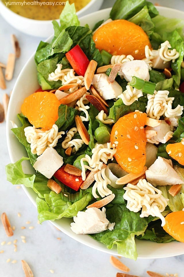Chinese Chicken Salad with Easy Homemade Dressing - Yummy Healthy Easy