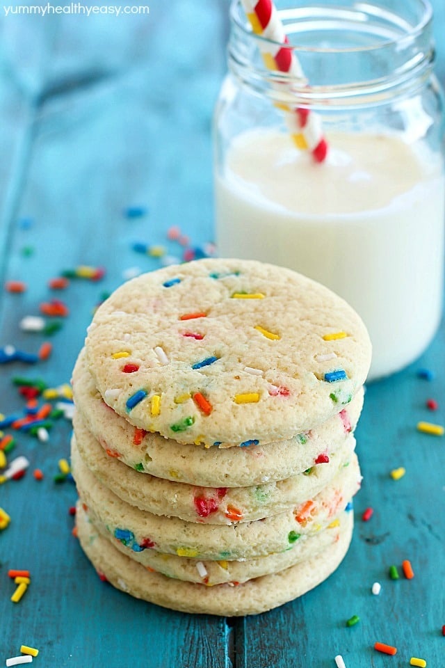 Funfetti Cookies to celebrate a special day! This is honestly the BEST sugar cookie recipe I've EVER had. They're soft, buttery and the sprinkles add just the right amount of crunch and sweetness! Great with or without frosting.