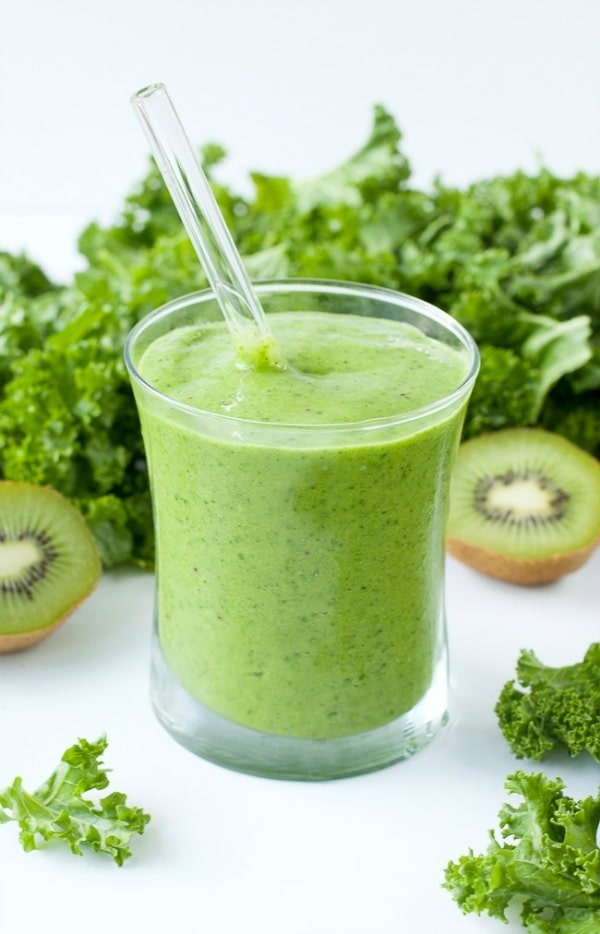 Tropical Mango Kale Smoothie by Peas and Crayons