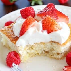 Fluff Cake is a delicious fat-free, low-calorie dessert with only TWO easy ingredients! It's the easiest dessert to make and comes out fluffy and light. Great served with fruit and whipped topping. :)