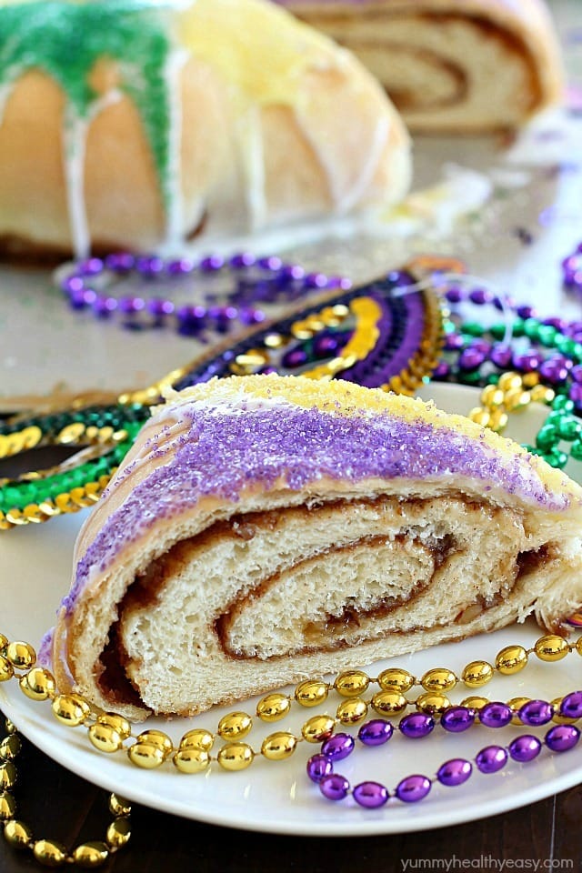 Have you ever made a King Cake for Mardi Gras? It's a fun, colorful cake to serve at a Mardi Gras celebration - or for any occasion because it's absolutely delicious! #truvia #ad