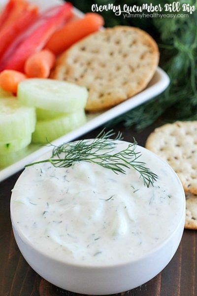 Cucumber Dill Dip recipe that's both creamy and refreshing! A delicious way to get you to eat more veggies. ;) Plus a fun giveaway from Smithfield - check it out!