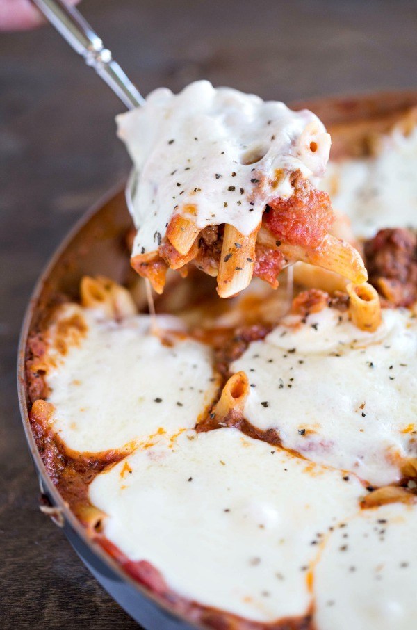 One Skillet Baked Ziti by I Heart Eating