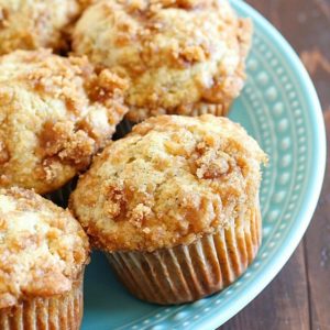 Skinny Banana Muffins with a crazy delicious crumble topping! These banana muffins are the best way to use up those brown bananas on your counter and they're healthier thanks to a few awesome ingredient swaps! AD