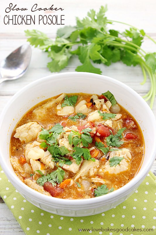 Slow Cooker Chicken Posole by Love Bakes Good Cakes