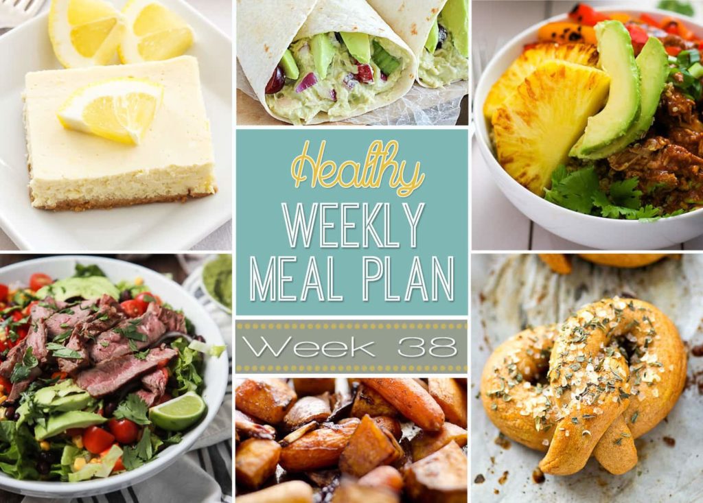 Healthy Weekly Meal Plan #38 will inspire the cook in you! You will love preparing the dishes on this healthy menu plan! You get a dinner idea for each night plus a lunch, snack, side dish and dessert recipe. Plus they're all healthier recipes - SCORE!