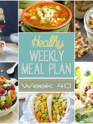 Healthy Weekly Meal Plan #40 is full of yummy, healthy recipes for you to make this week! We have breakfast, lunch, dinner, dessert and a snack all prepped out for you for a week of healthy recipes!